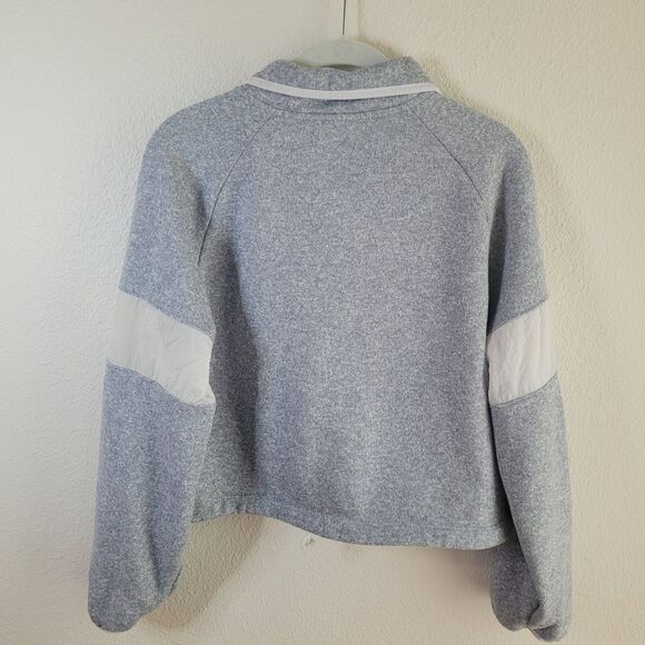 Victorias Secret Pink Sweater Small Knit Crop Gray 1/2 Zip Cinch Waist - Picture 3 of 15